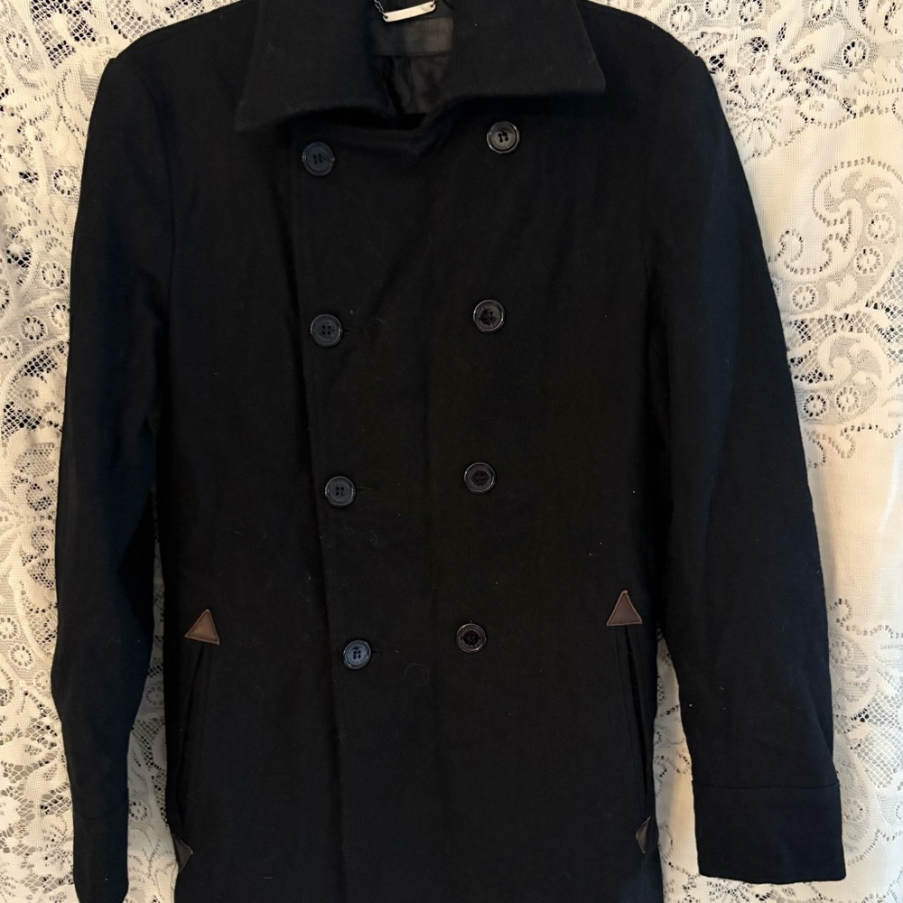 Dolce & Gabbana Black Pea Coat Classic Wool Design